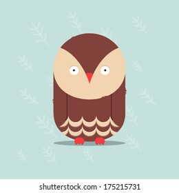 Baby Owl Vector Illustration. 