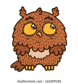 Baby owl.Vector illustration of adorable friendly owl