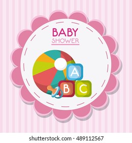 Baby pacifier ball and toy inside flower seal stamp design
