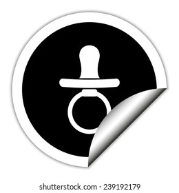 Baby Pacifier - black vector icon. Round sticker.