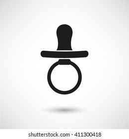 Baby Pacifier - black vector icon  with shadow