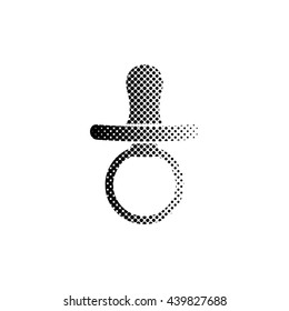 Baby Pacifier - black vector icon;  halftone illustration