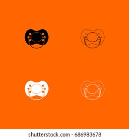 Baby pacifier black and white set icon .