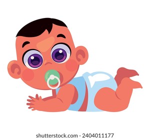 baby with pacifier cartoon illustration isolated