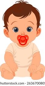 baby with pacifier in clothes without background