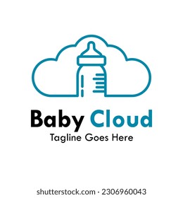 baby pacifier with cloud design logo template illustration