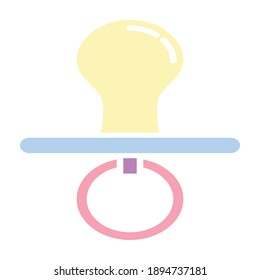 Baby Pacifier Color Icon. Vector Design Illustration Sign Logo.