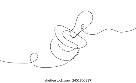 Baby pacifier in continuous line style