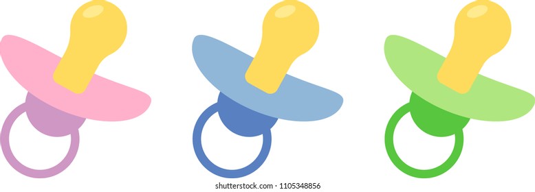 Baby pacifier, dummy, soother or teether flat vector icon for apps and websites
