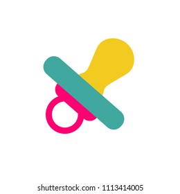 Baby pacifier, dummy, soother or teether flat vector icon for apps and websites; vector illustration isolated on white