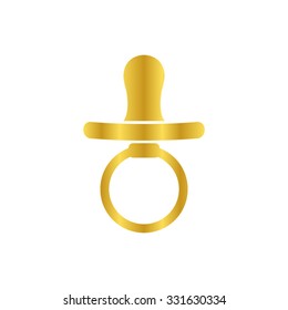 Baby Pacifier - gold vector icon