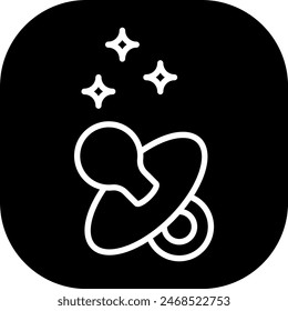 Baby pacifier hygiene icon with black filled line outline style. baby, pacifier, newborn, kid, child, cute, childhood. Vector Illustration