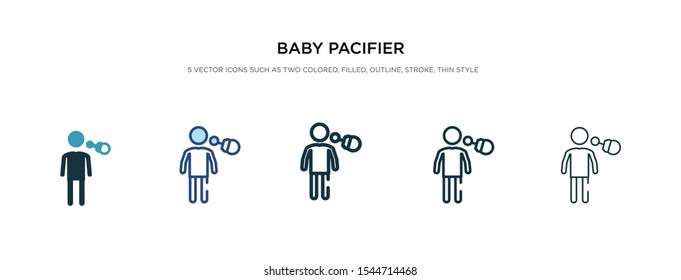 baby pacifier icon in different style vector illustration. two colored and black baby pacifier vector icons designed in filled, outline, line and stroke style can be used for web, mobile, ui