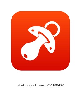 Baby pacifier icon digital red for any design isolated on white vector illustration