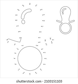 Icono Del Pacificador Del Bebé Punto A Punto, Caucho, Pacificador Plástico, Ilustración De Arte Del Vector Del Cuello