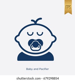 Baby and Pacifier Icon Flat Isolated Silhouette Vector Style Design