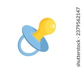 Baby pacifier icon in flat style. Nipple for newborn child vector illustration on isolated background. Soother sign business concept.