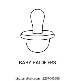 Línea de icono del pezón bebé en vector, ilustración para la tienda en línea de productos para bebés.