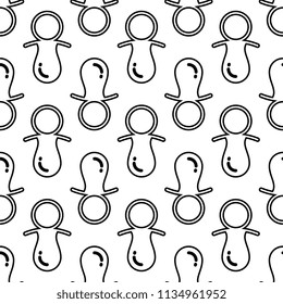 Baby Pacifier Icon Seamless Pattern Vector Art Illustration