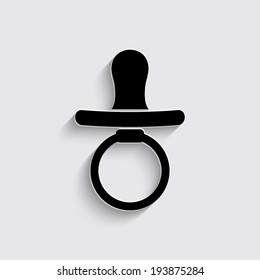 Baby Pacifier icon with shadow on a grey background