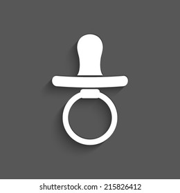 Baby Pacifier icon with shadow on a grey background