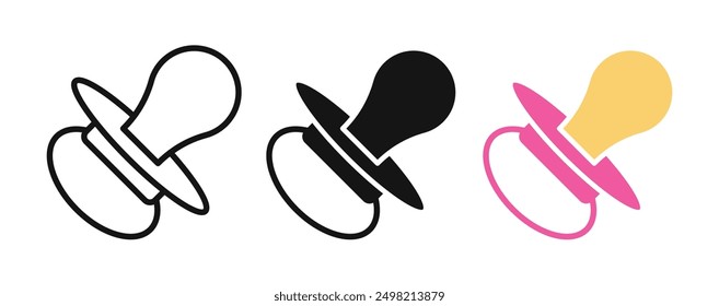 baby pacifier iconicon vector collection in outlined and solid style
