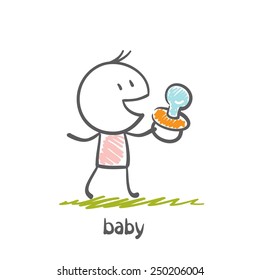 baby with a pacifier illustration