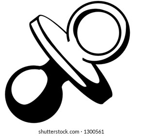 baby pacifier illustration in black and white