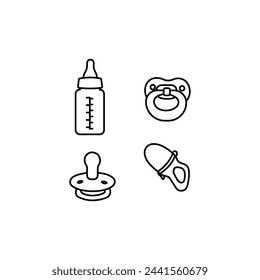 baby pacifier illustration, icon set