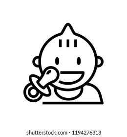 baby with pacifier line icon