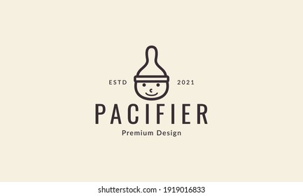 líneas de pacificador de bebé lindo logo diseño vector símbolo