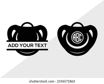 Baby Pacifier Monogram SVG Printable Vector Illustration