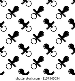 Baby Pacifier, Nipple Seamless Pattern Vector Art Illustration