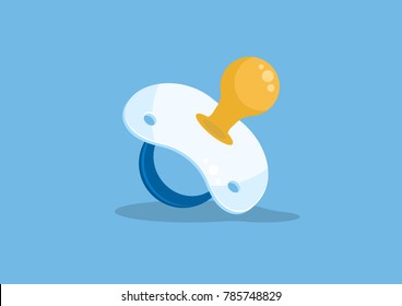 Baby pacifier on blue background. Vector illustration.