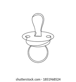 Baby Pacifier. One Line Drawing. Vector Illustration Continuous Line Drawing.