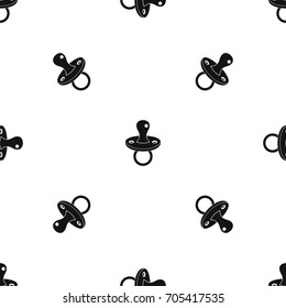 Baby Pacifier Pattern Repeat Seamless In Black Color For Any Design. Vector Geometric Illustration