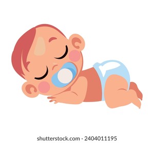 baby with pacifier and resting isolated