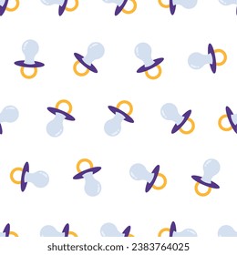 Baby pacifier seamless pattern. Suitable for backgrounds, wallpapers, fabrics, textiles, wrapping papers, printed materials, and many more. Editable vector.