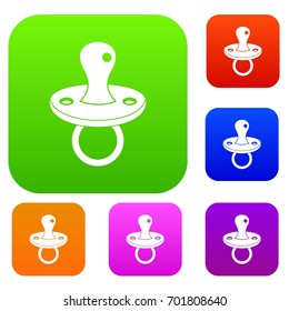 Baby pacifier set icon in different colors isolated vector illustration. Premium collection