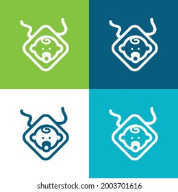 Baby With Pacifier Sign And Lines Flat four color minimal icon set