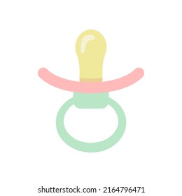 Bebé pacificador. Un simple icono plano lindo. Un elemento esencial para los recién nacidos. Objeto para niños pequeños. Elemento para el diseño del vivero. Clipart para pegatinas, embalaje de productos para niños, tarjeta de saludo, juguetes.