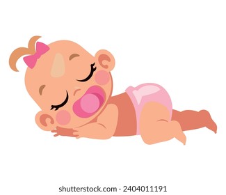 baby with pacifier sleeping cartoon illustration