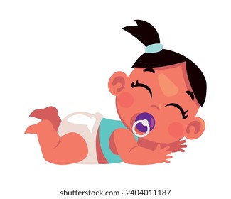 baby with pacifier sleeping illustration isolated