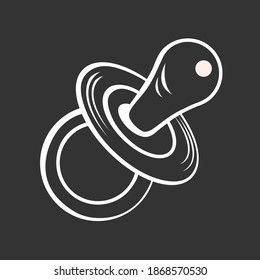 Baby Pacifier. Soothe Your Baby. Drawing With White Lines On A Black Background. Vector Isolated Illustration.