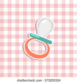 Baby pacifier sticker  vector icon. Flat design