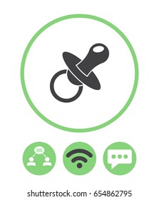 Baby pacifier, teamwork, wireless and speech bubble vector icon.