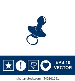 Baby pacifier vector icon.