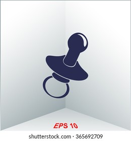 Baby pacifier vector icon.