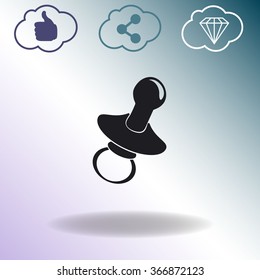 Baby pacifier vector icon.