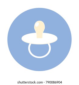 Baby pacifier vector icon. Baby's white dummy on a blue background. Vector Illustration